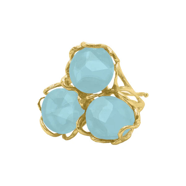 Anillo Baviera Face Ed. Limitada Azul Turquesa