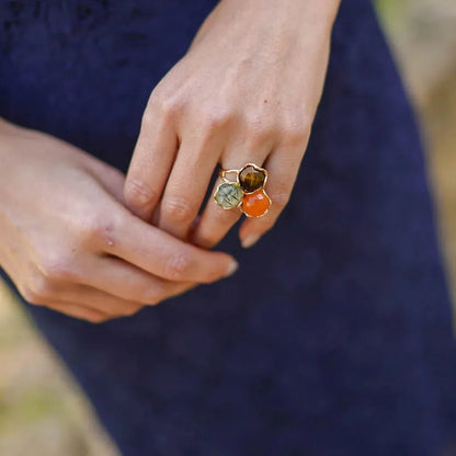 Anillo Baviera Face Ed. Limitada Naranja, Marrón y Verde Prenhita