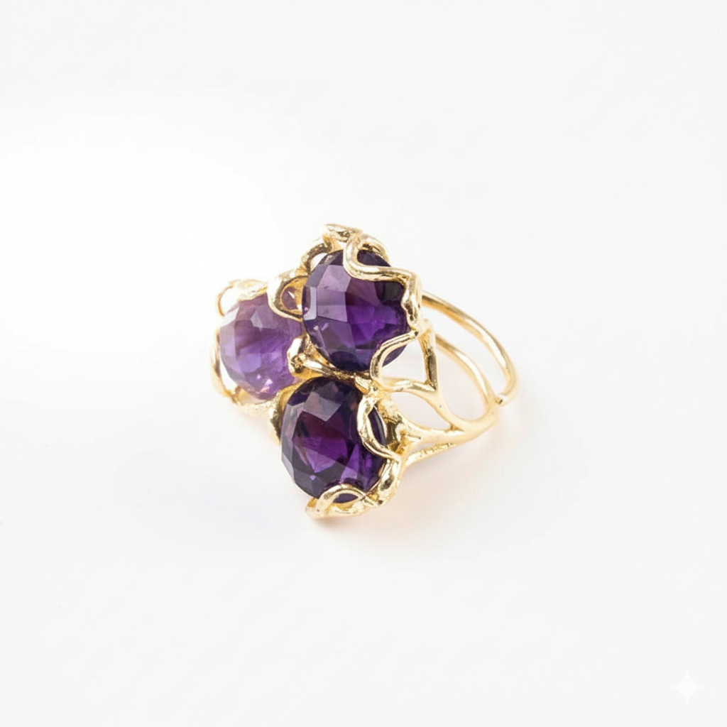 Anillo Baviera Face Morado Amatista