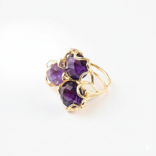 Anillo Baviera Face Morado Amatista