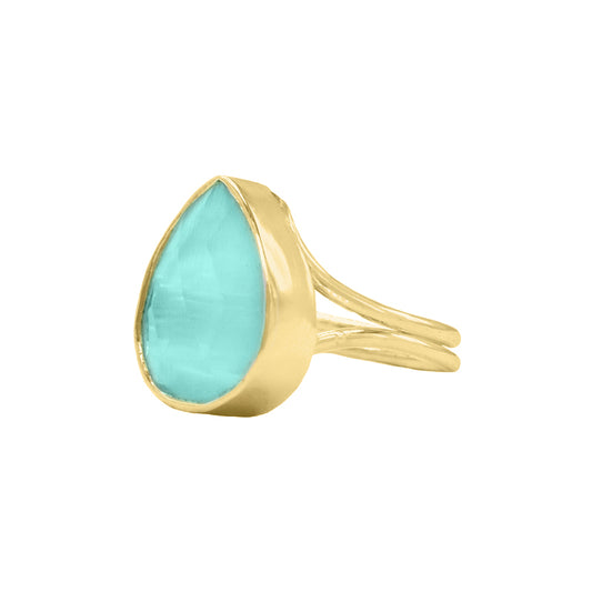 Anillo Caveto Pulida Azul agua