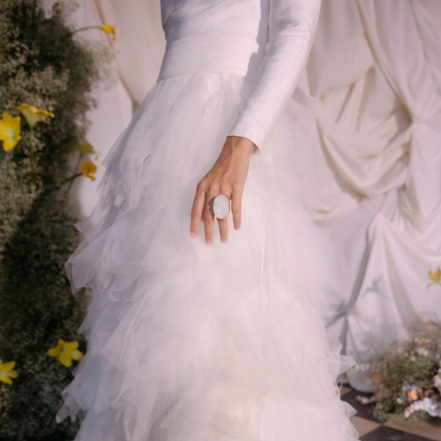 Anillo Galaxy Drusa Blanco