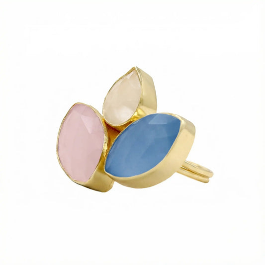 Anillo Grayas Ed. Limitada Pulida Blanco, Rosa y Azul