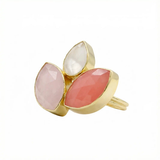 Anillo Grayas Ed. Limitada Pulida Rosa Cuarzo, Rosa palo y Rosa