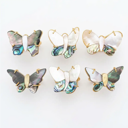 Anillo Mariposa Borboleta Nácar y Abalone