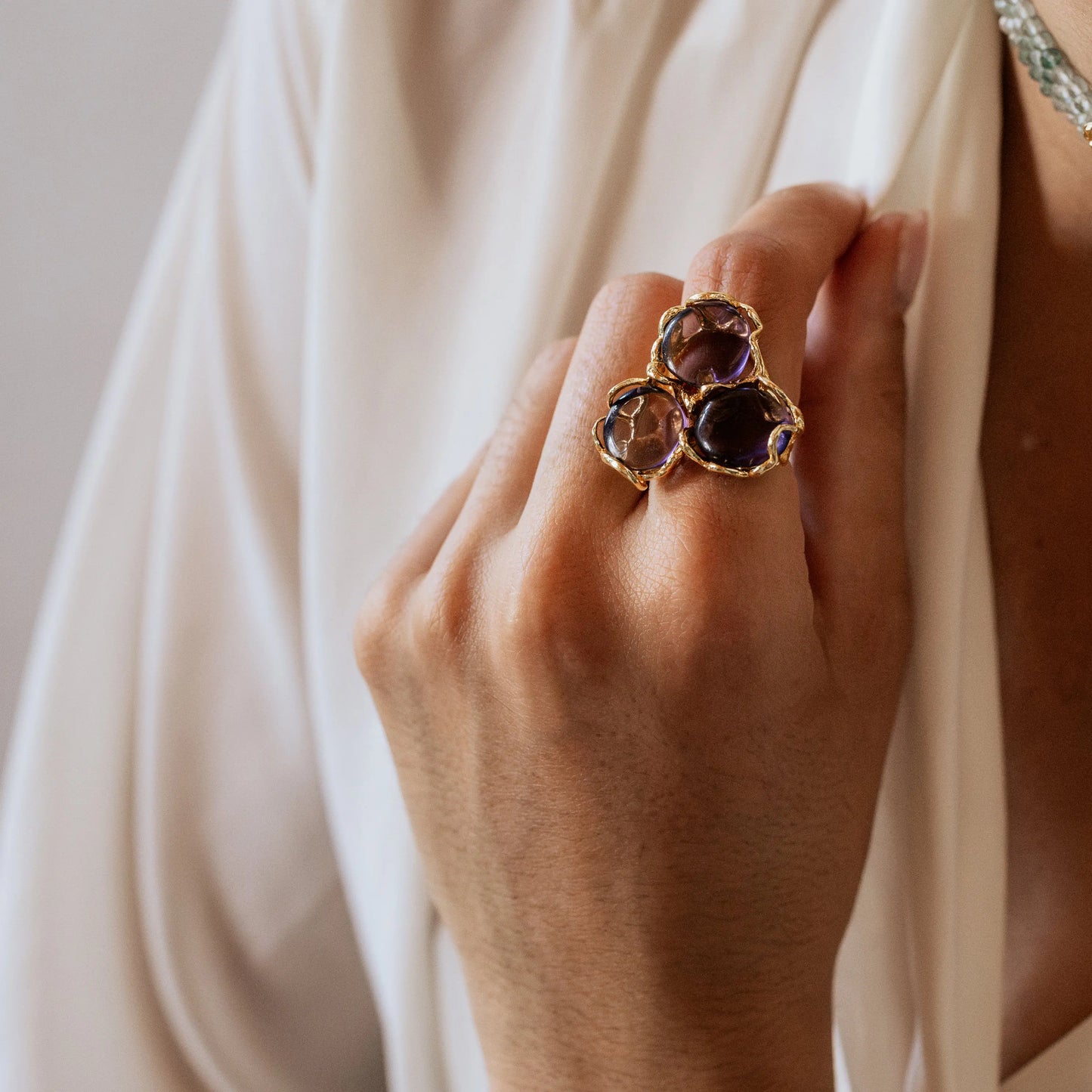 Anillo Baviera Liso Morado Amatista