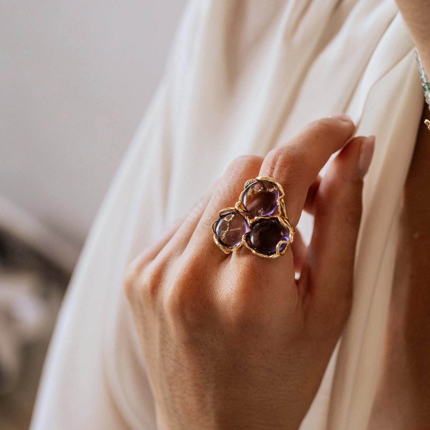 Anillo Baviera Liso Morado Amatista