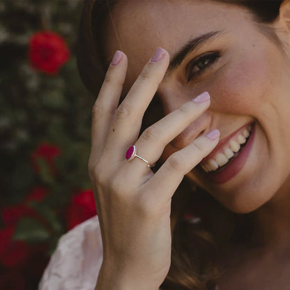 Anillo Manhattan Plata Fucsia