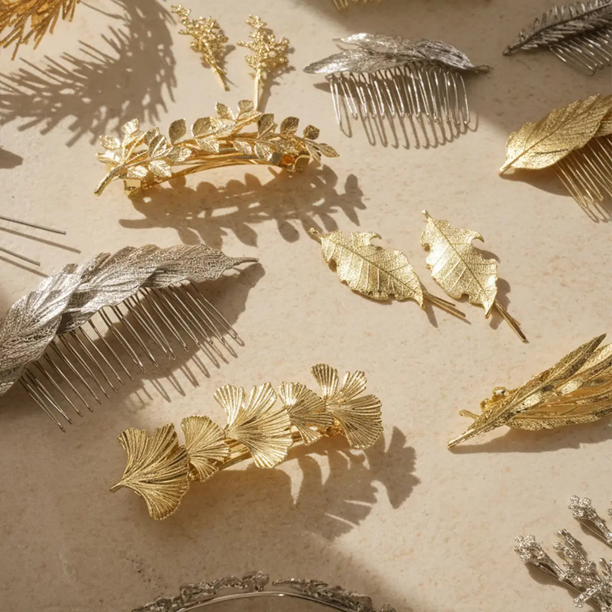 Pasador 5 Hojas Ginkgo Biloba Oro