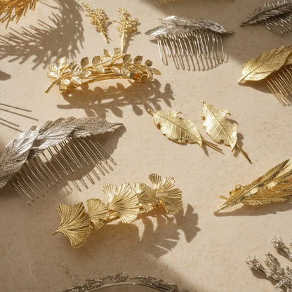 Pasador 5 Hojas Ginkgo Biloba Oro