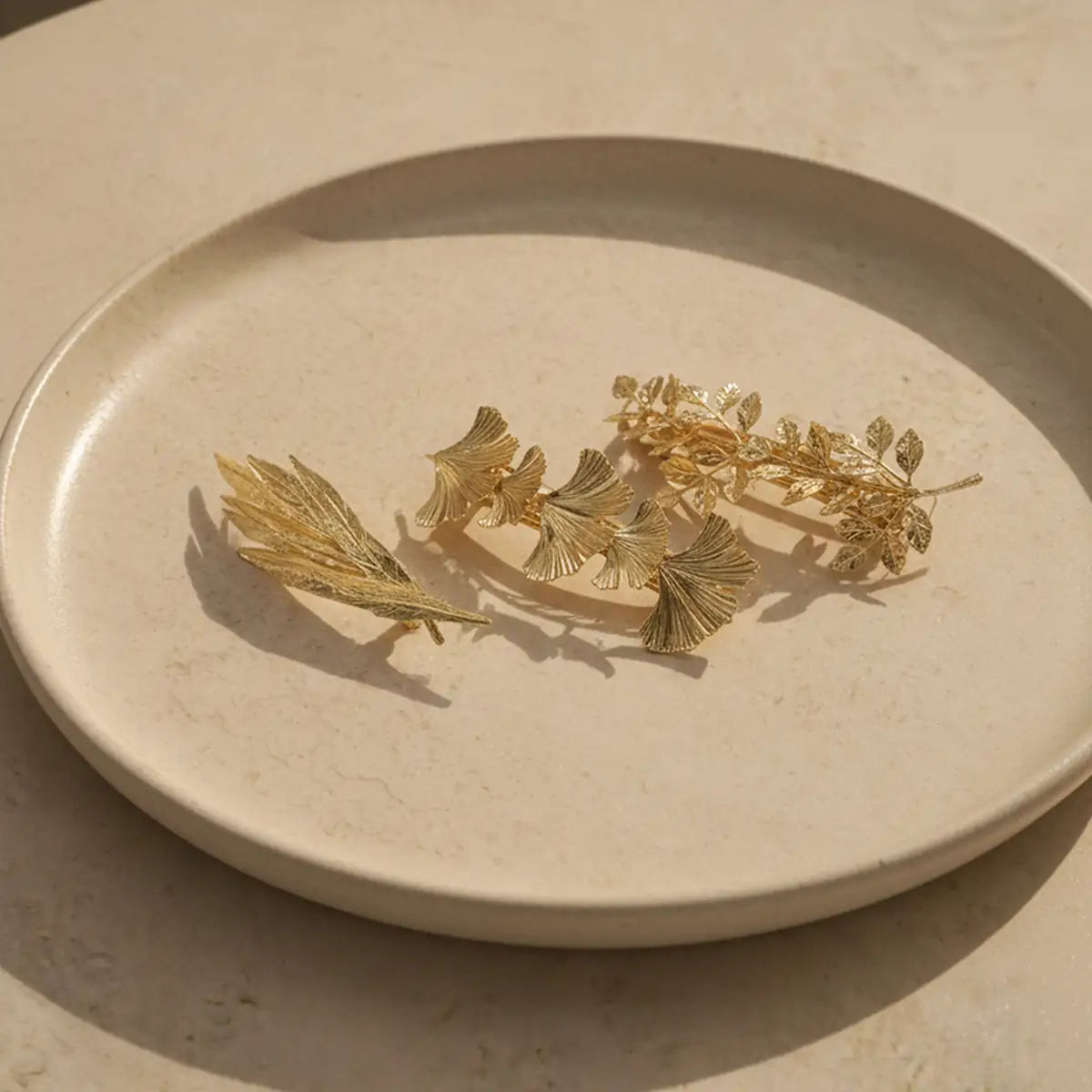 Pasador 5 Hojas Ginkgo Biloba Oro