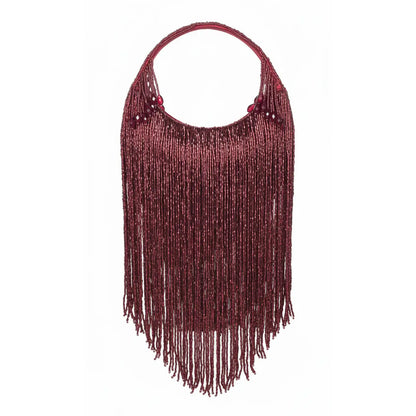 Bolso Asa Surco Flecos Burdeos