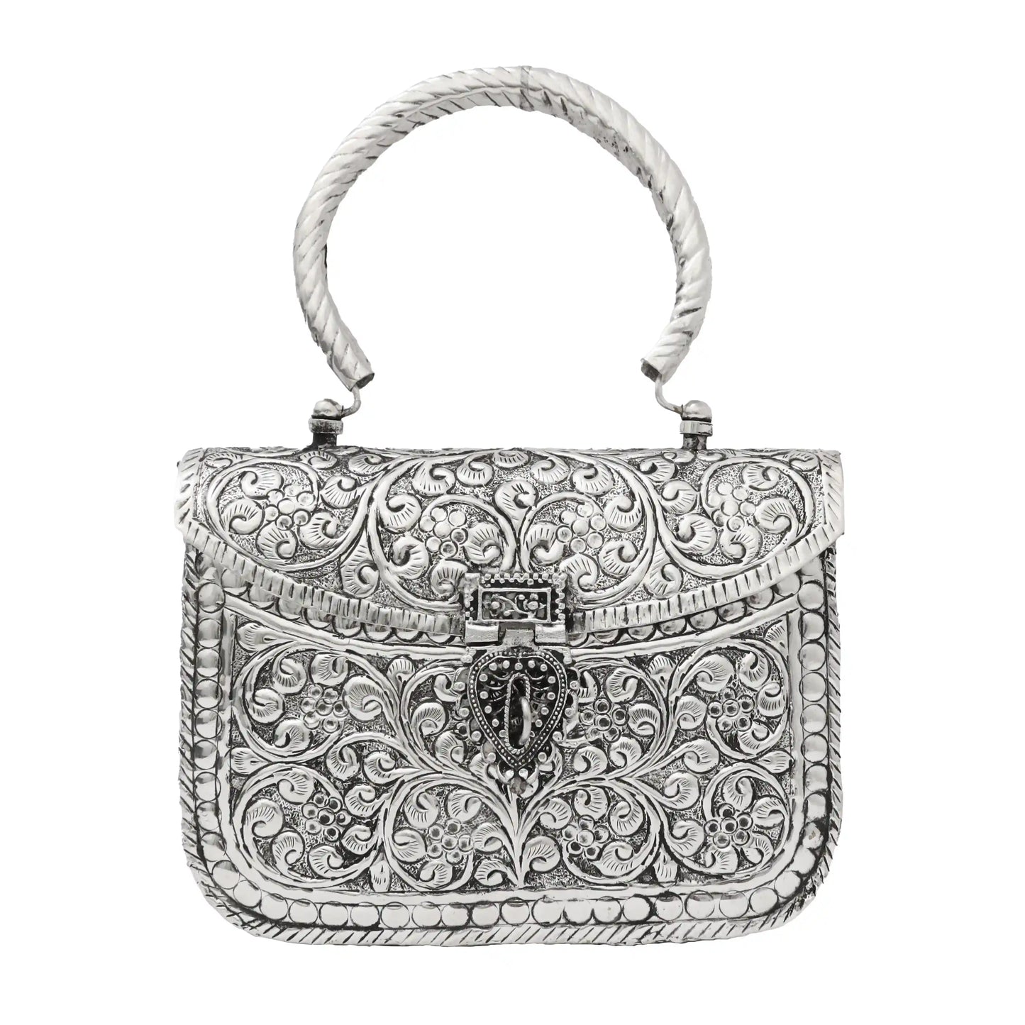 Bolso Cofre Asa Arabic Plata