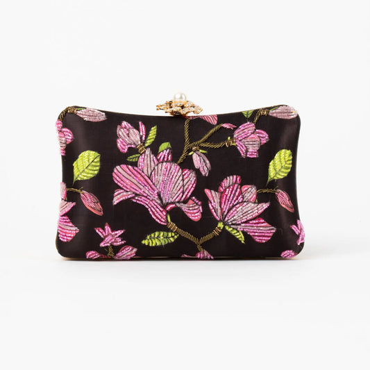 Bolso Curve Floreado Marrón oscuro, Rosas y Verde