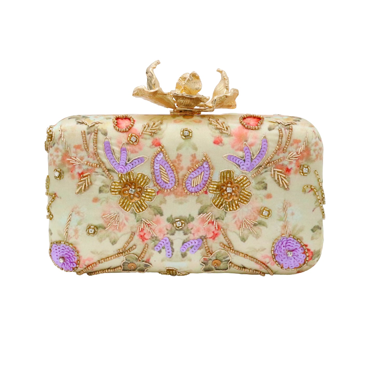 Bolso Flor Garra Bilal Beige y Lila