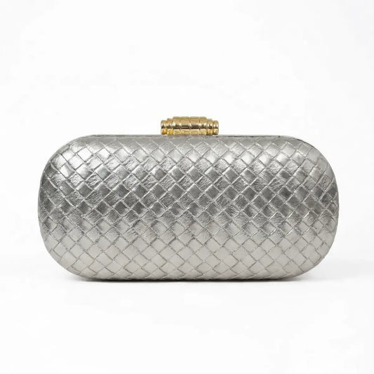 Bolso Lennot Ovalado Tessella Plata Metalizado
