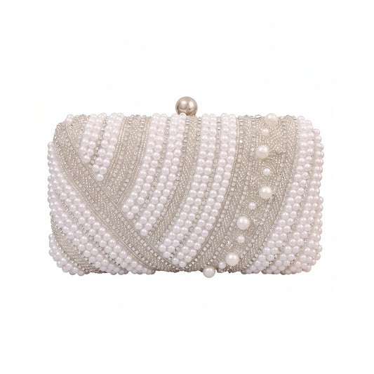 Bolso Murelia Plata Perlas Blanco