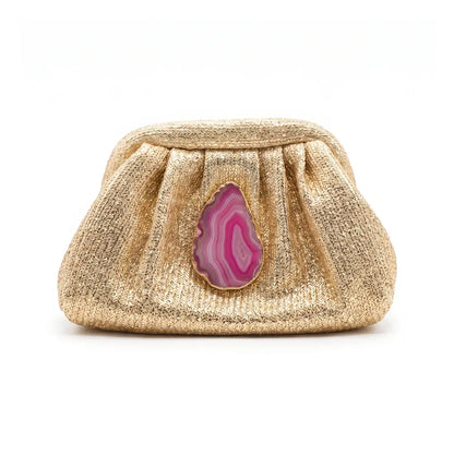 Bolso Nube Ojal Dorado Piedra Fucsia