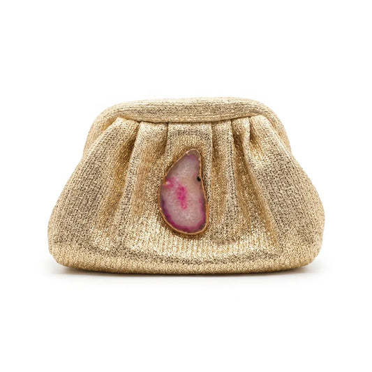 Bolso Nube Ojal Dorado Piedra Fucsia