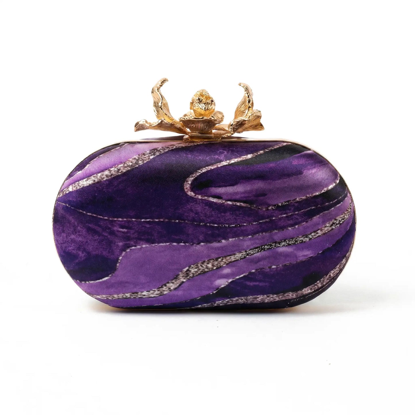 Bolso Ovalado Flor Garra Print Art Morado