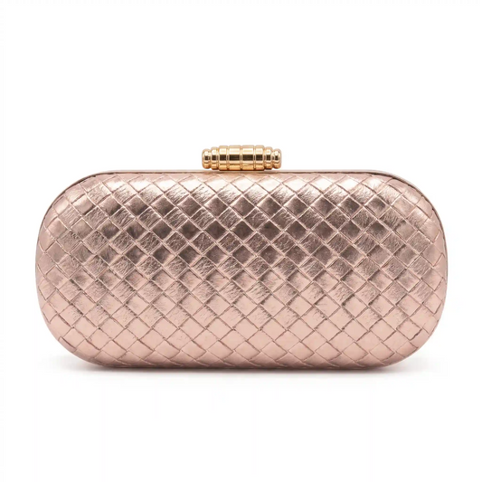 Bolso Ovalado Lennot Tessella Bronce Rosé Metalizado