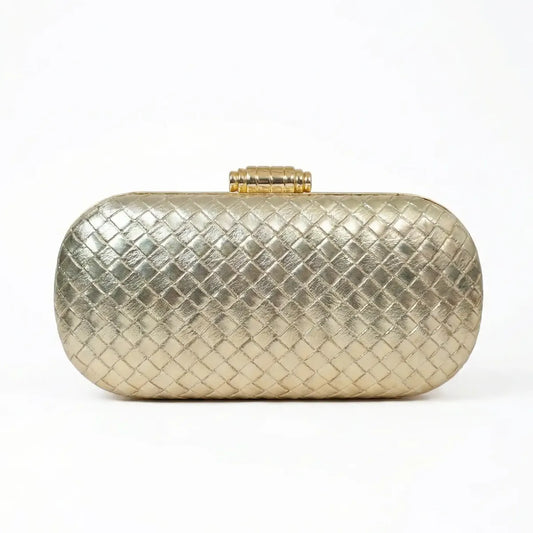 Bolso Ovalado Lennot Tessella Dorado Metalizado