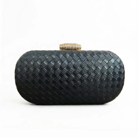 Bolso Ovalado Lennot Tessella Negro Metalizado