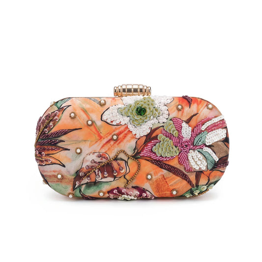 Bolso Ovalado Lennox Florelle Coral, Rosas y Verde