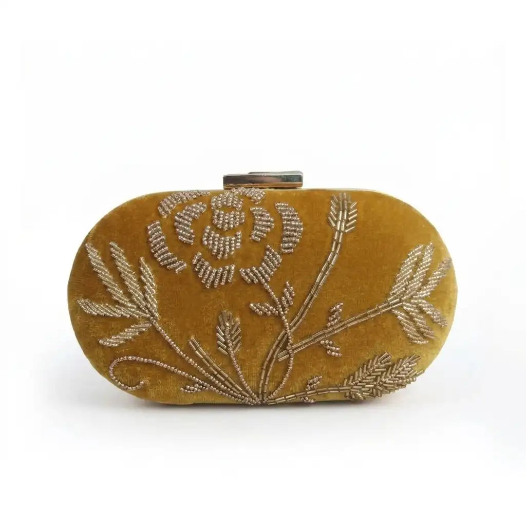 Bolso Ovalado Velvet Bloom Beige