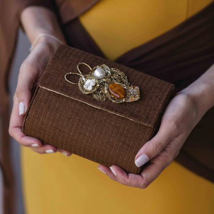 Bolso Rígido Mini Treasure Piedras Marrón