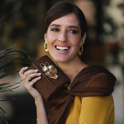 Bolso Rígido Mini Treasure Piedras Marrón