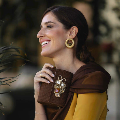 Bolso Rígido Mini Treasure Piedras Marrón