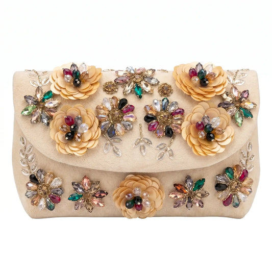 Bolso Sobre Encanto Flores Beige y color