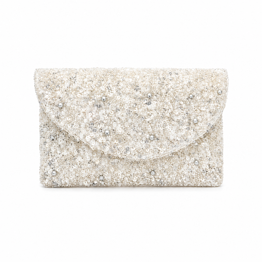 Bolso Sobre Joya Florencia Blanco y Plateado