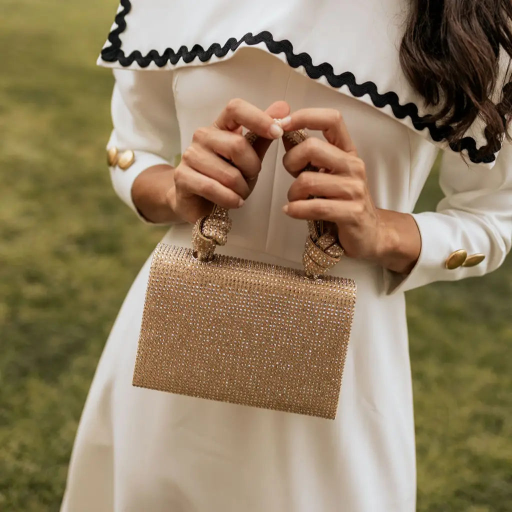 Bolso Asa Bella Brillo Dorado