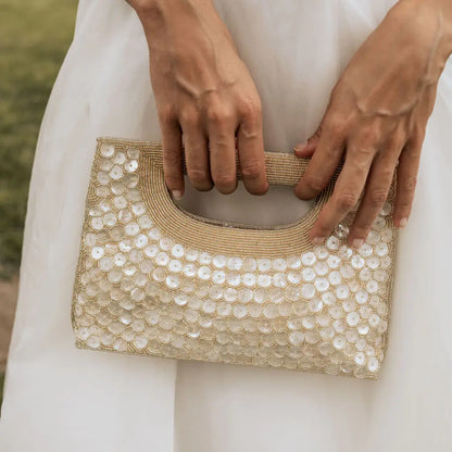 Bolso Asa Lena Nácar Beige Dorado