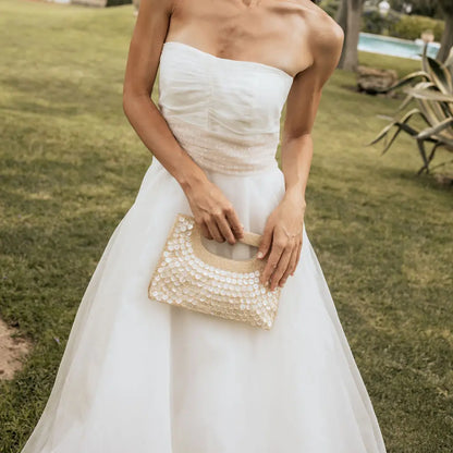 Bolso Asa Lena Nácar Beige Dorado