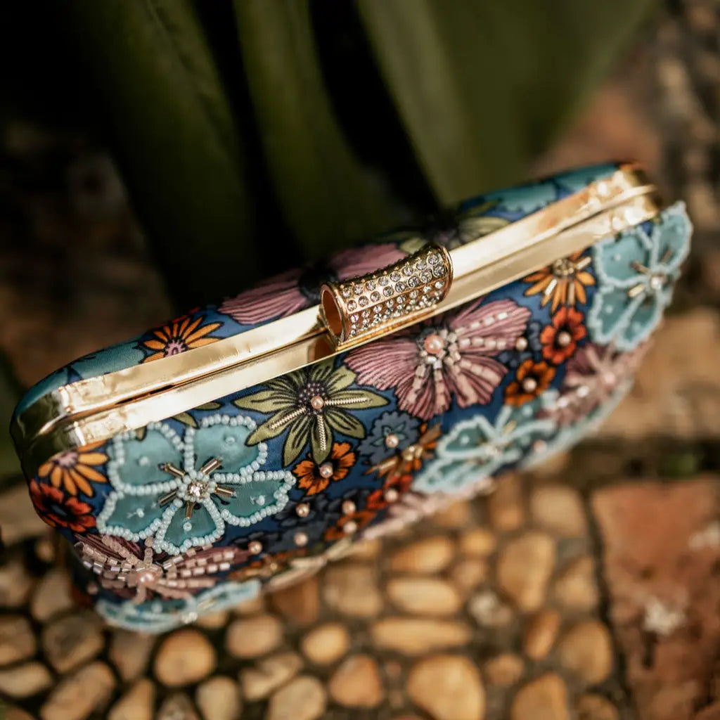 Bolso Begonia Azules y Morado