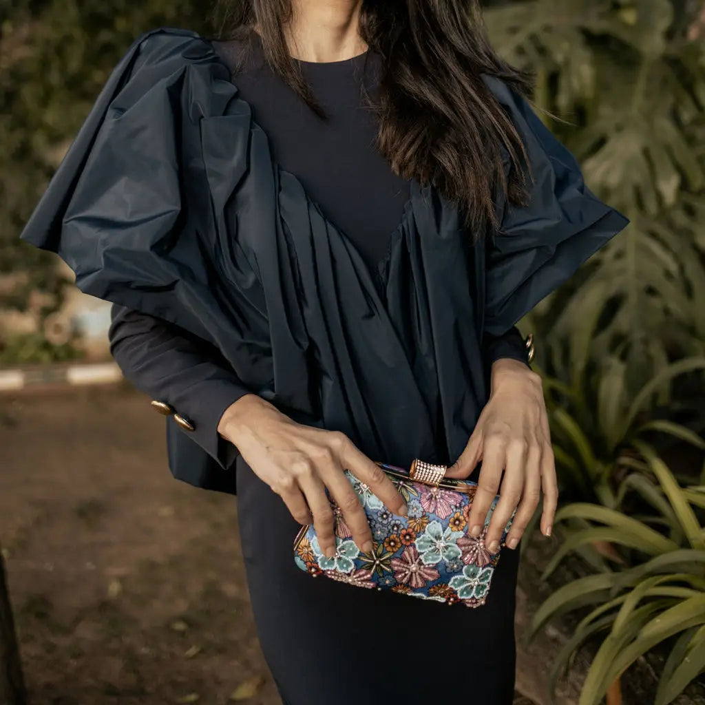 Bolso Begonia Azules y Morado