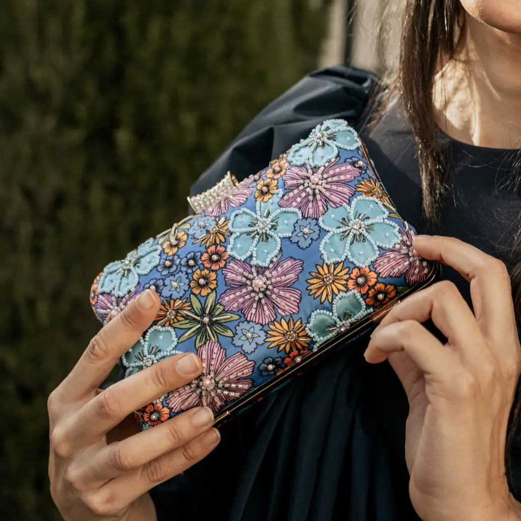 Bolso Begonia Azules y Morado