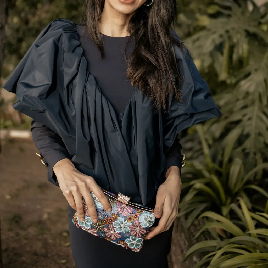 Bolso Begonia Azules y Morado