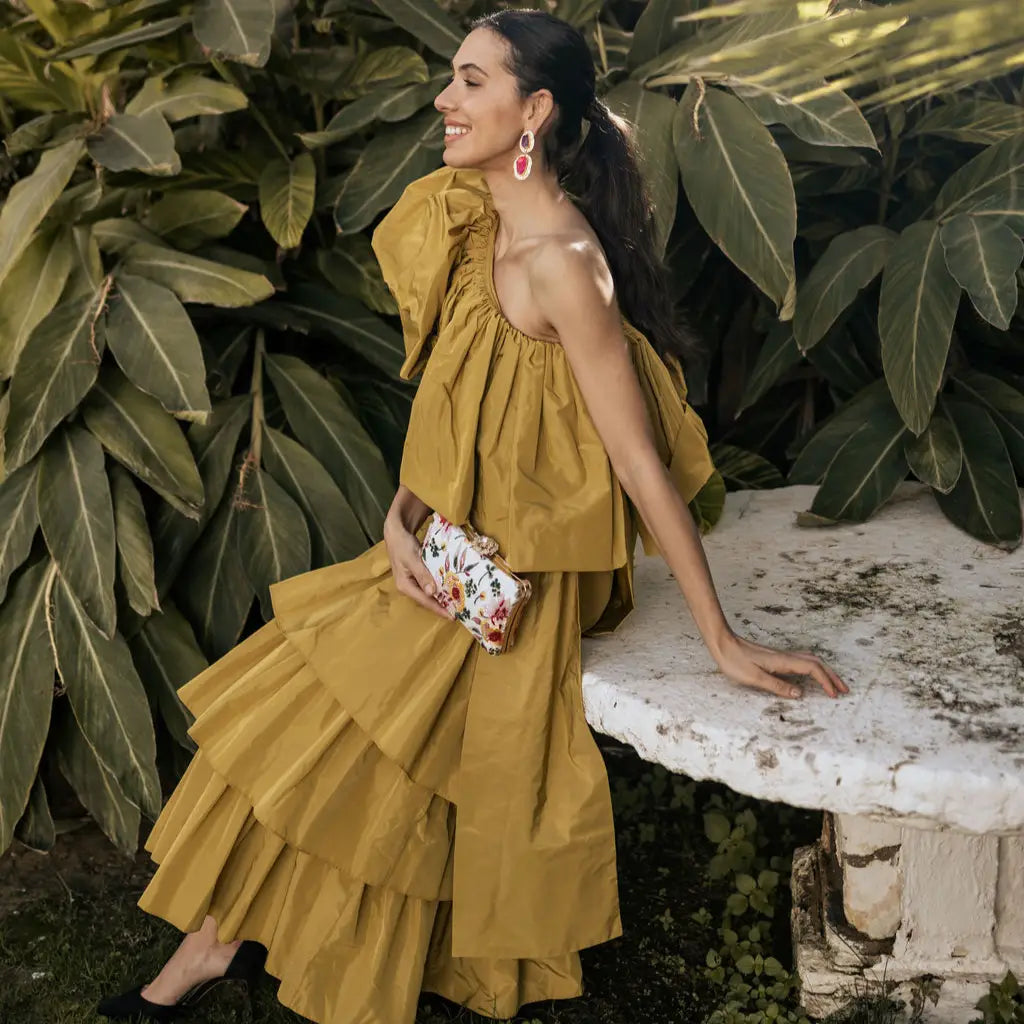 Bolso Curve Spring Blanco, Amarillo y Verde