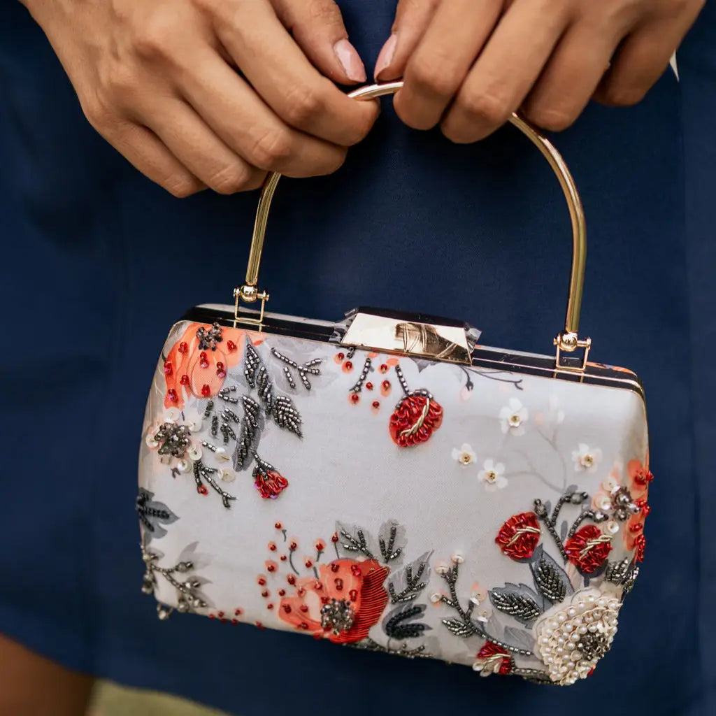 Bolso Maru Gris y Rojo