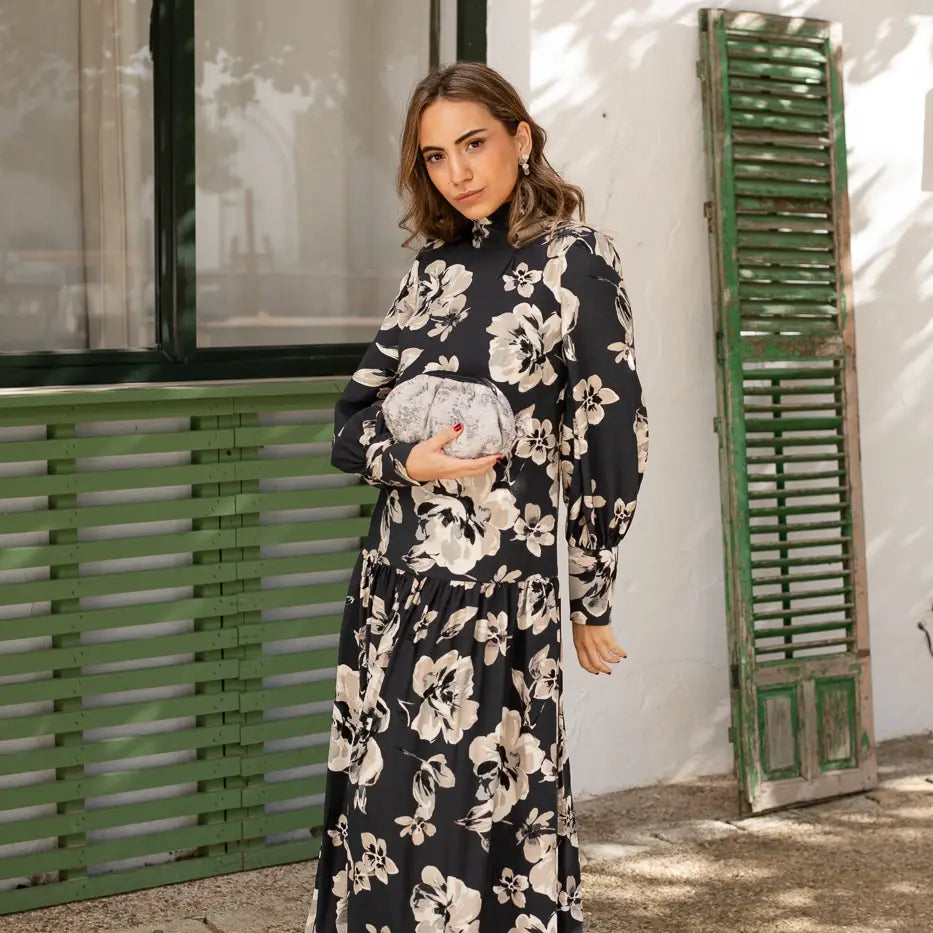 Bolso Nube Pequeño Scena Florale Gris