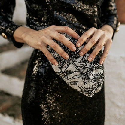 Bolso Nube Pequeño Scena Selvático Blanco y Negro