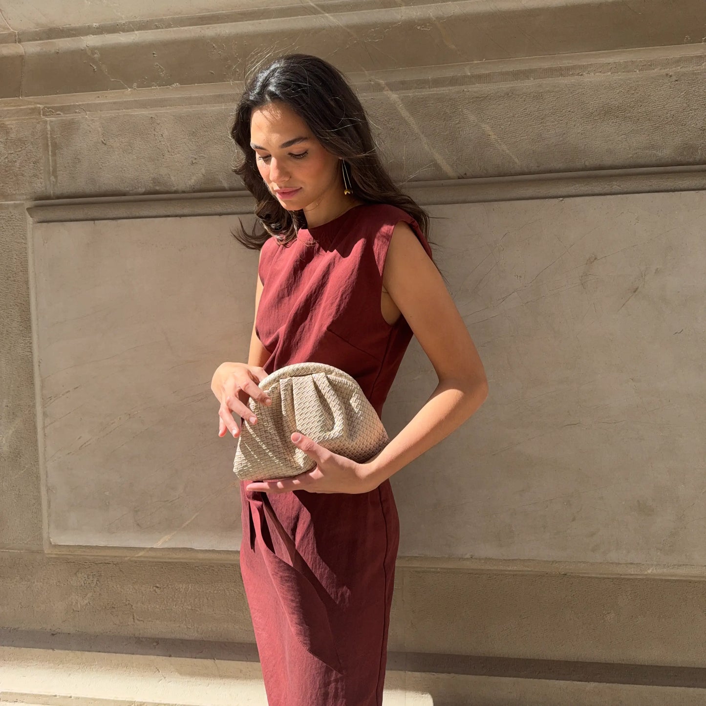 Bolso Nube Trenzado Beige