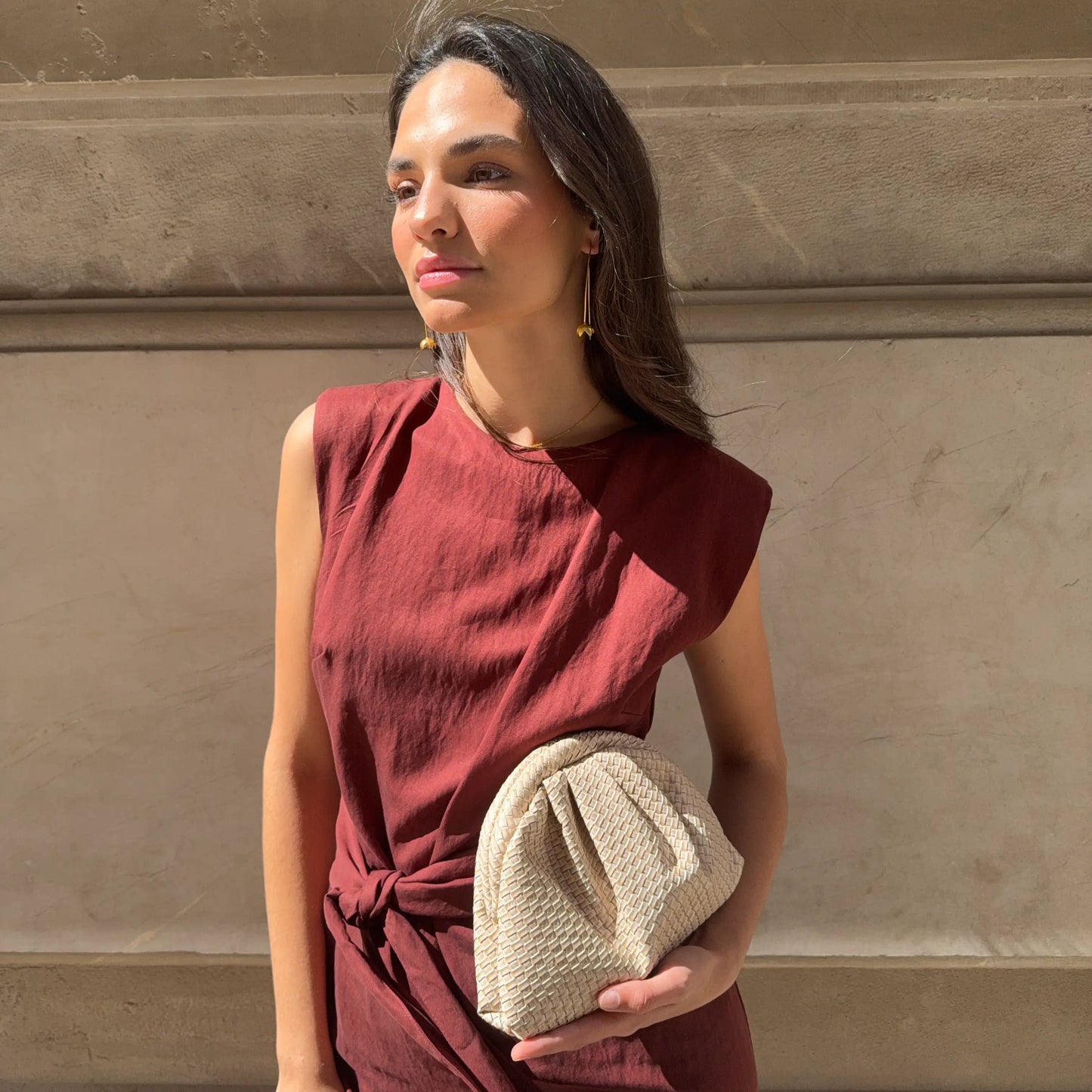 Bolso Nube Trenzado Beige