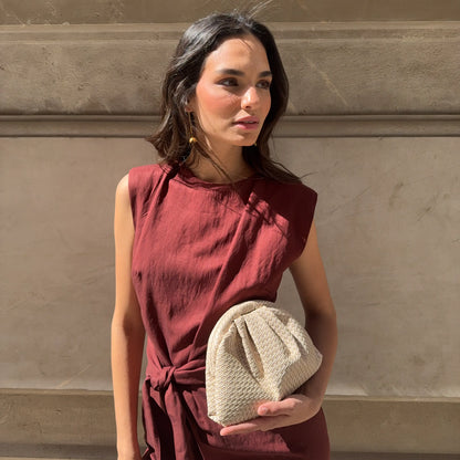 Bolso Nube Trenzado Beige