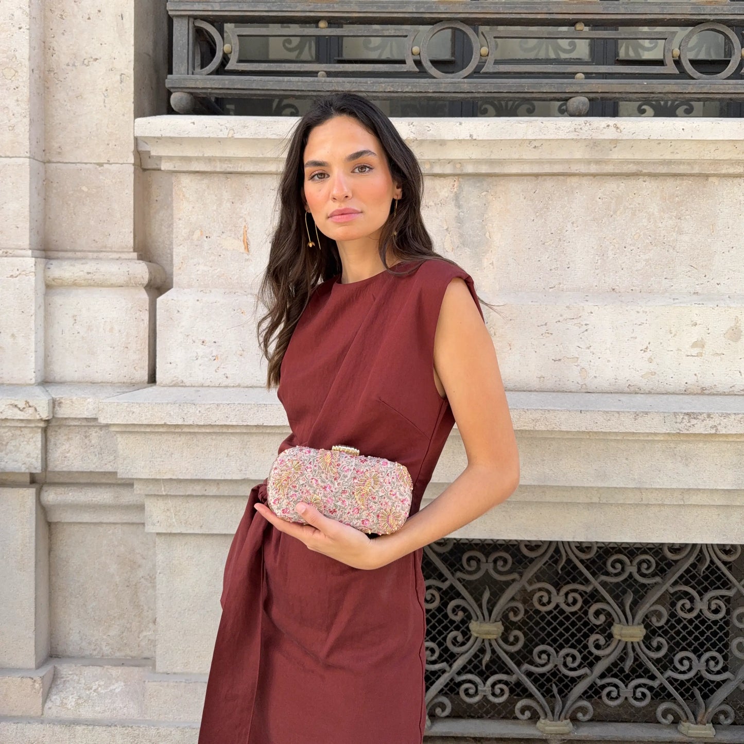 Bolso Ovalado Lennox Clarity Crema, Verde y Fucsia