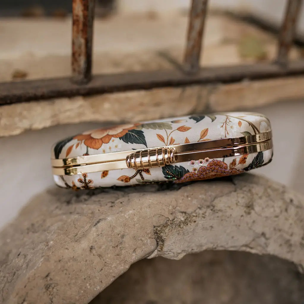 Bolso Ovalado Lennox Floréal Beige, Marrón y Verde